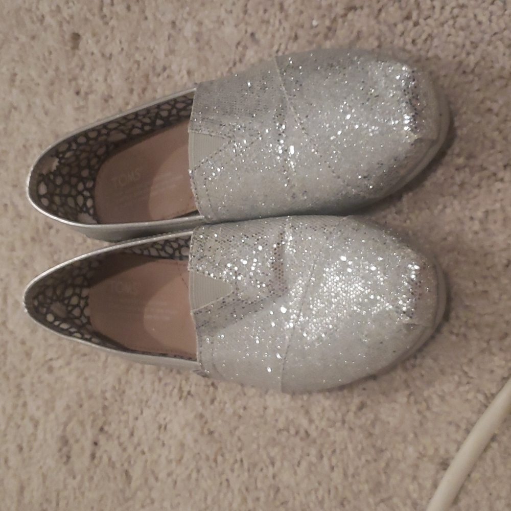 TOMS Silver Glitter Shoes